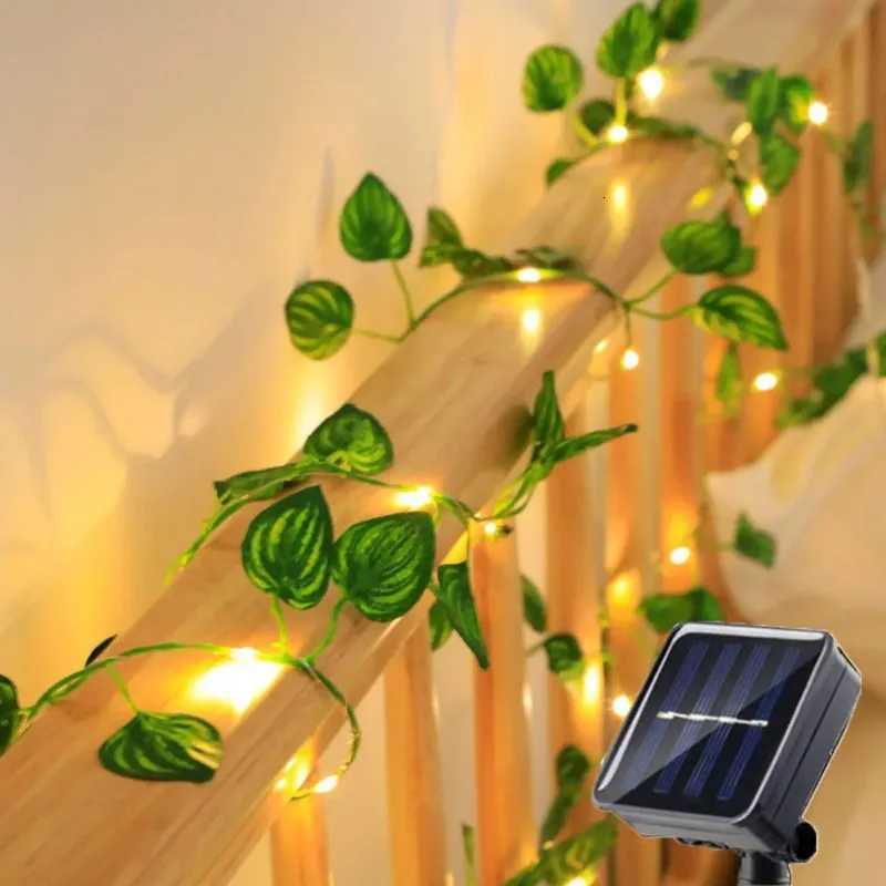 2/5/10M Solar Artificial Leaf Light String Outdoor Garden Light Wedding Party Decoration LED Fairy Lights Garland Decoration XJ250710