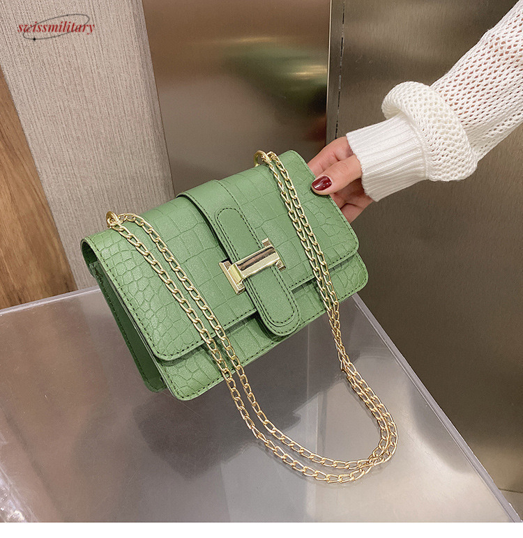 Women's Shoulder Stone Pattern Crossbody 2022 Spring New Embossed Solid Color Small Square Bag swissmilitary