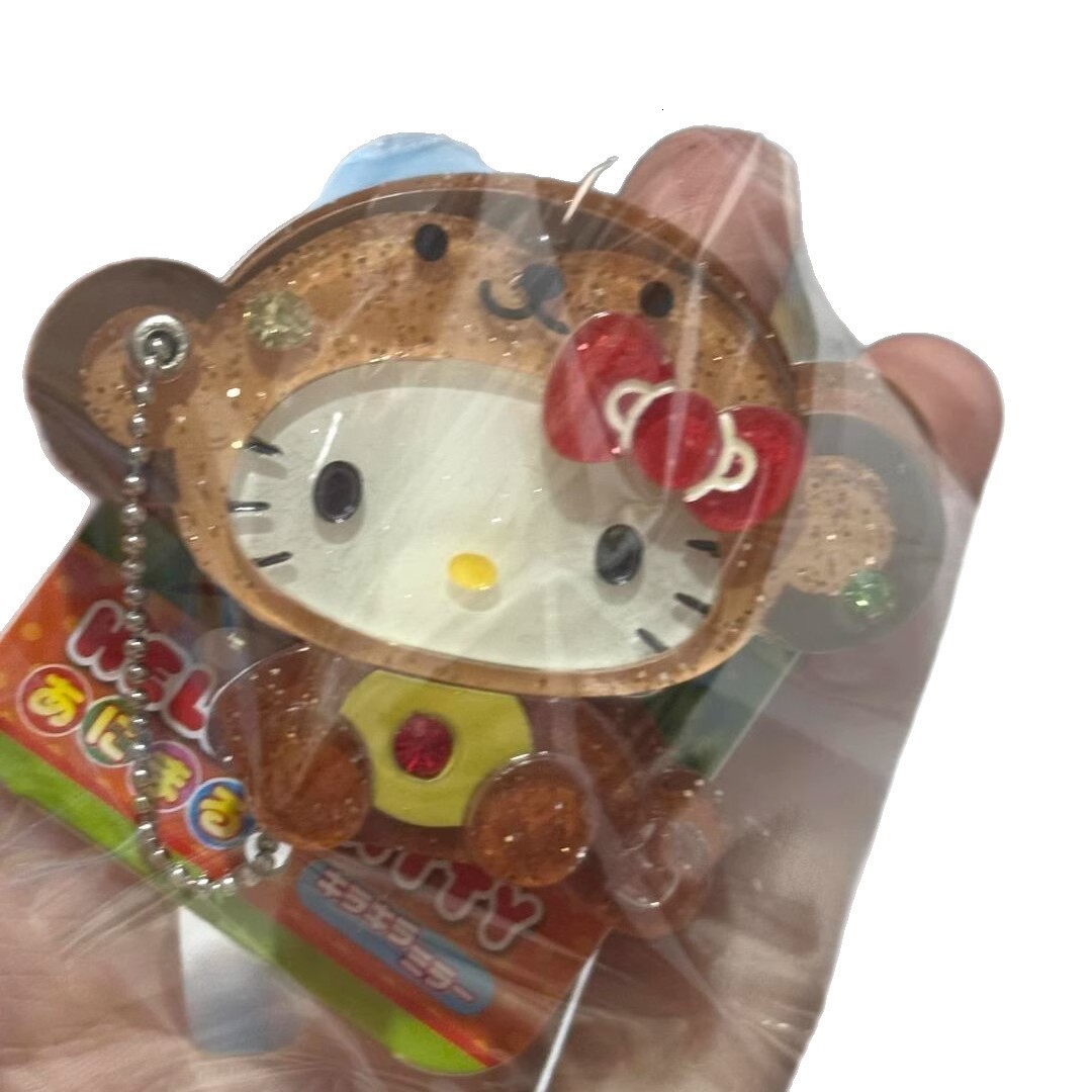 Portable Kawaii Makeup Mirror Keychain Cartoon Sliding Cover Mirror Keyring Bag Pendant Hanging Decoration250711