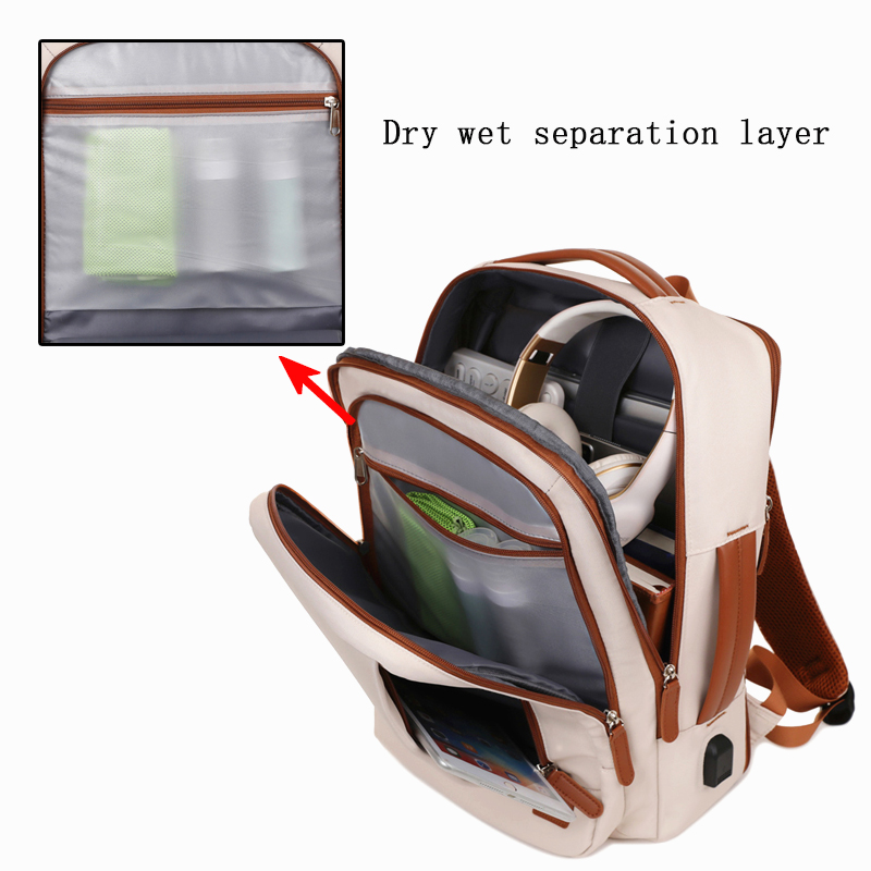 Expandable capacity backpack with shoulder strap, suitable for airport check-in, business travel computer bag