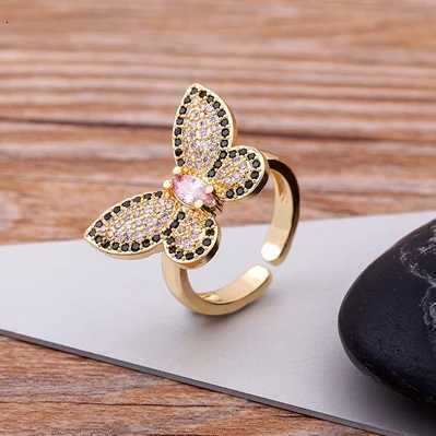 925 Sterling Silver New Trendy Butterfly Open Rings For Women Copper Zircon Adjustable Rings Friendship Engagement Wedding Jewelry Gifts1 Y250711