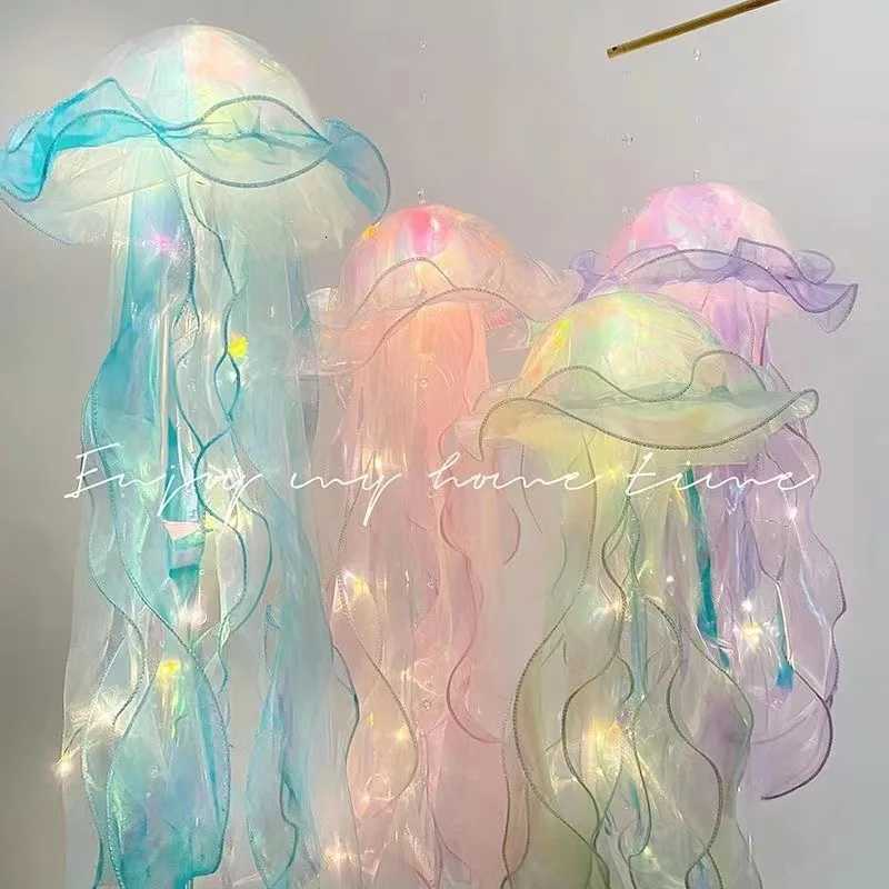 Jellyfish Lamp Portable Lantern Kids Children Bedroom Hanging Night Light Under The Sea Colorful Mermaid Ocean Party Home DecorXJ250710