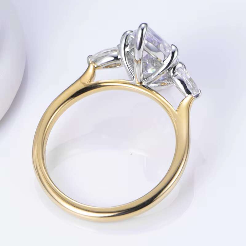 Exquisite Engagement Ring Featuring a Dazzling Moissanite Stone Set in Elegant 14 Karat Yellow Gold by Messian Brand