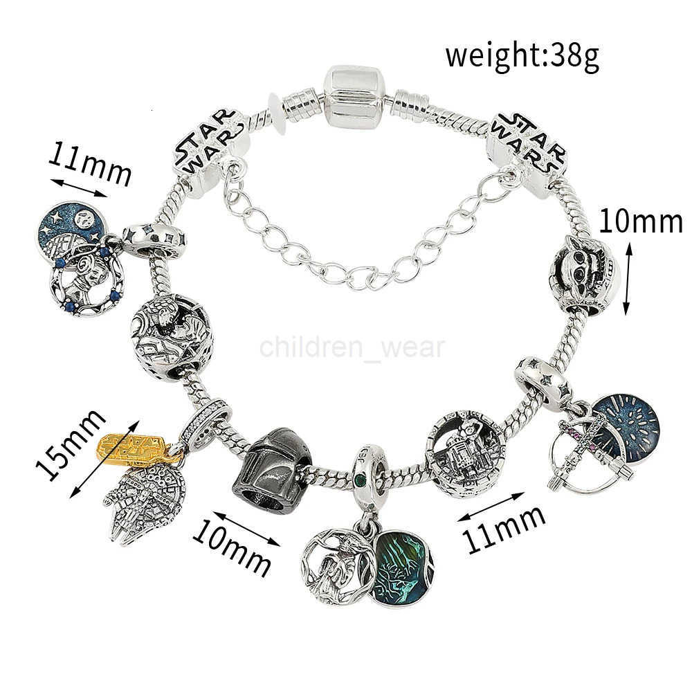 Disney Disney Star Wars Bracelet Darth Vader Ultimate Weapon Death Star Yoda R2D2 Millennium Falcon Charm DIY Jewelry Accessories W20250725