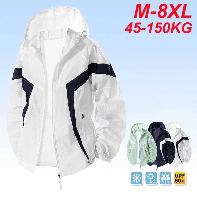 50+ Jacket Men Summer Plus Size 8XL 7XL 6XL Quick Dry Waterproof Camping Windbreaker Fishing Outdoor Anti-UV Clothing W250711