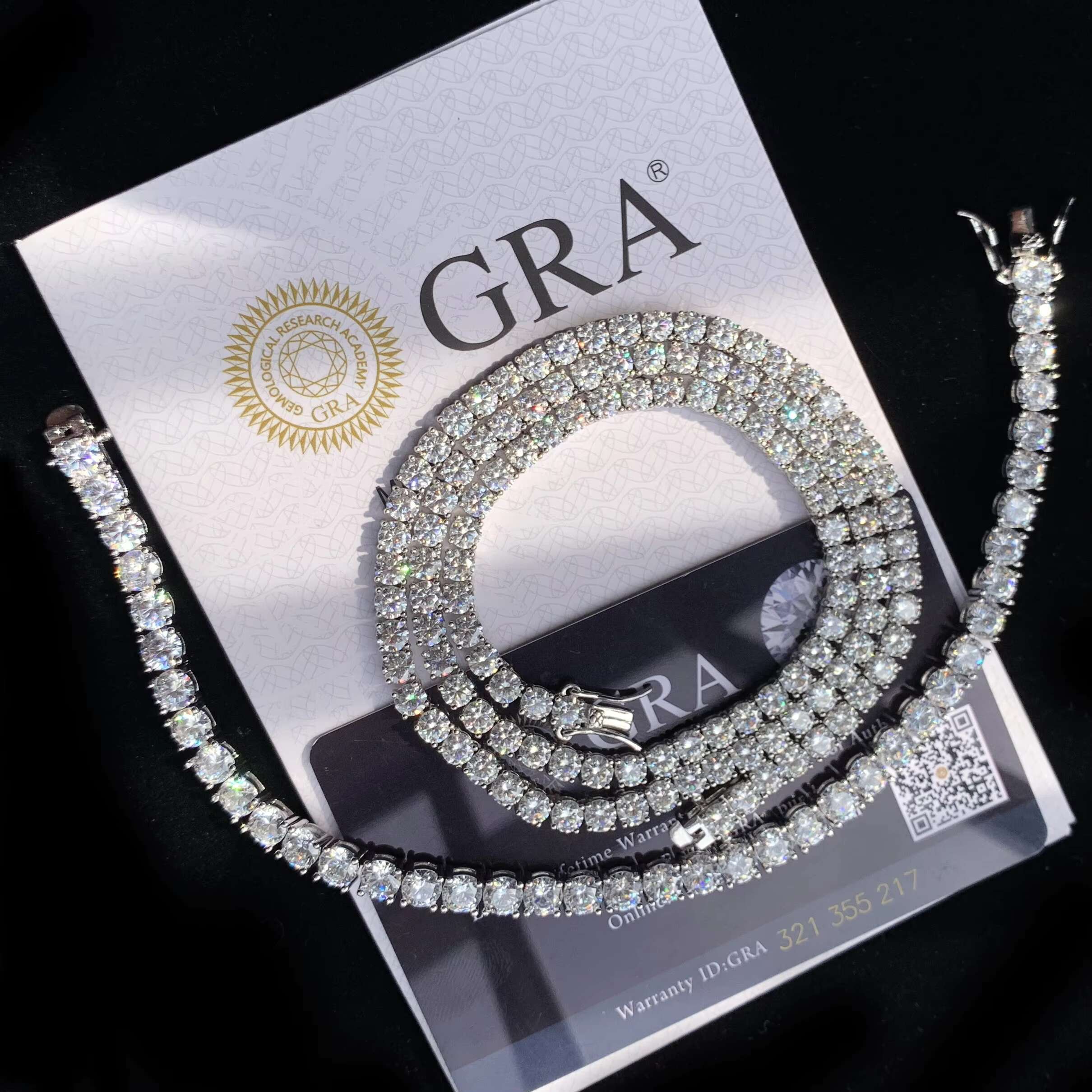 Wholesale Factory Price Tennis Necklace Iced Out 4mm DEF VVS Moissanite Stone 22inches Sterling Silver Tennis Chain