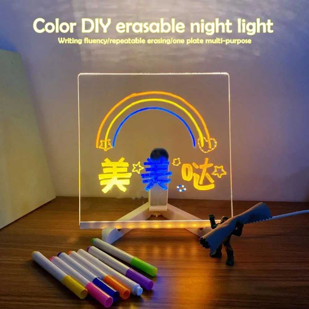 7 Colorful LED Note Board With Night Light DIY Acrylic Message Board Childrens Drawing Board Birthday Gift for Kids XJ250710