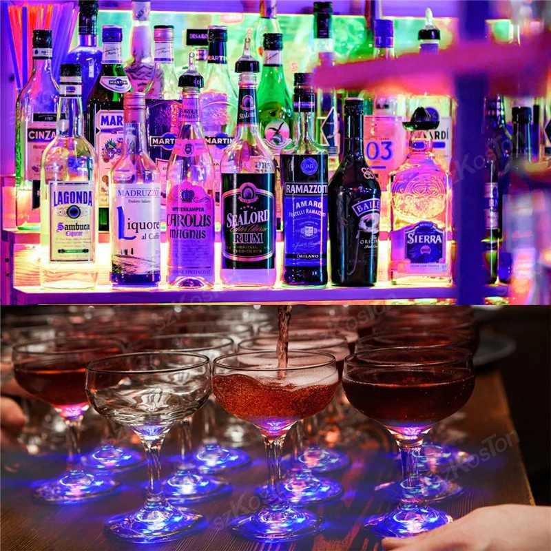 5pcs/Lot LED Luminous Coasters Light Up Glass Drinking Bottle Cup Mat Stickers for Parties Weddings Bars Christmas Home Pubs XJ250710