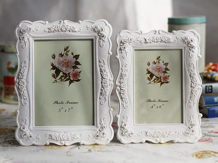 Desktop 6 7 8 10 Wedding Rustic White Home Picture Rose Carving Photo Frame H260306