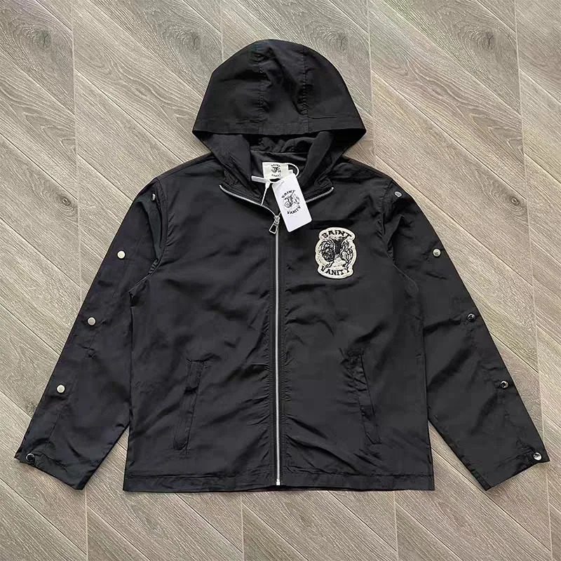 Saint Vanity Embroidered Zipper Snap Button Casual Sporty Windbreaker Track Suit Set with Pants Streetwear Fashion 250709