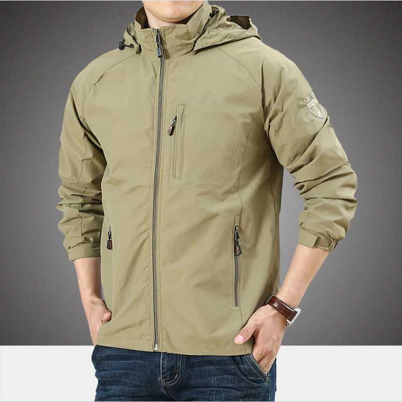 US Hot Sale Mens Outdoor Hiking Jackets Summer Military Multi-pocket Tactical Hunting Fishing Waterproof Hooded Thin Jacket Men W250711