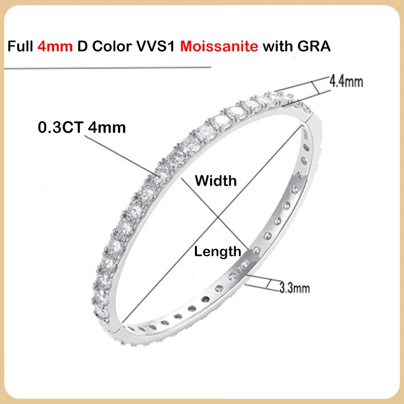 EWYA GRA Certified D Color 4mm 0.3CT Full Tennis Bracelet Bangle For Women S925 Sterling Silver Diamond Bracelets 250707