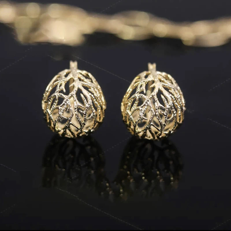 Hollow Out Personalized Plated 14k Real Gold Earrings for Women Elegant Lightweight All-match Delicate Earrings Jewelry 250711