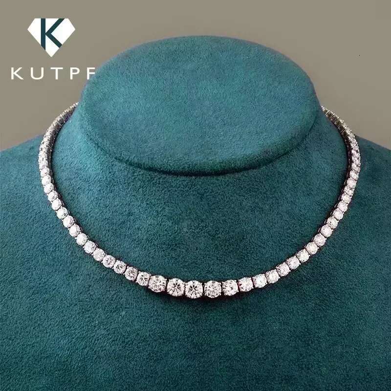 Full Moissanite Tennis Necklace with Certificate 3-5mm Size Gradient Dia Necklaces for Women Sterling Sier Neck Chain
