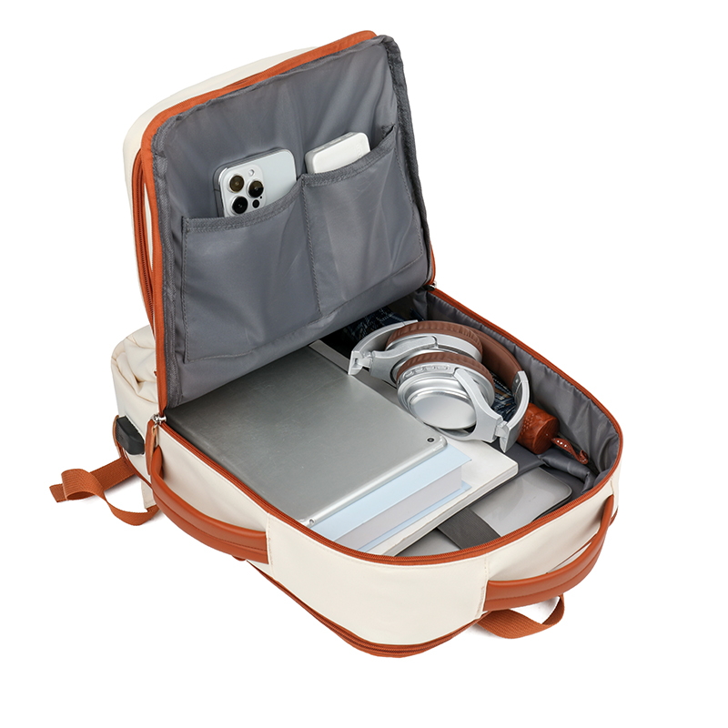 Color-matched dual-shoulder bag - Simple design, large capacity, suitable for commuting and traveling with a computer.