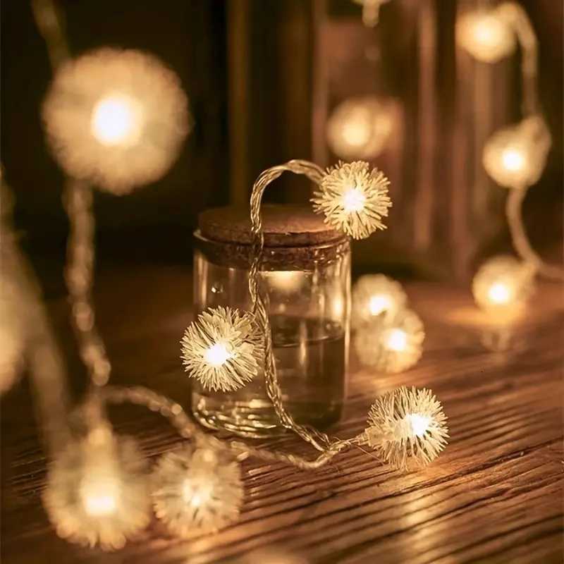 1PC 1.5M/3M/6M LED Dandelion Fur Balls String Lights With Battery Box Tree Room Decoration XJ250710
