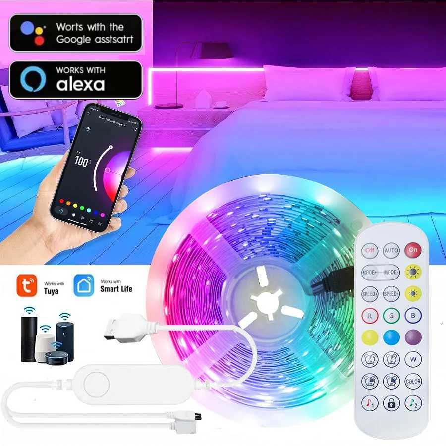 1-30M/100FT Tuya LED Strip Light 5050 RGB LED USB Flexible Ribbon For TV Backlight Decoration Diode Tape Works With Alexa Google XJ250710