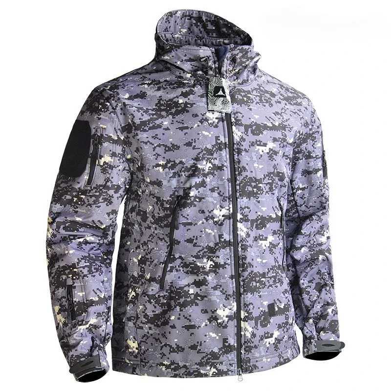 Outdoor Sharkskin Softshell Rushing Jacket Suit Mens Fan Windproof Padded Mountaineering Jacket W250711