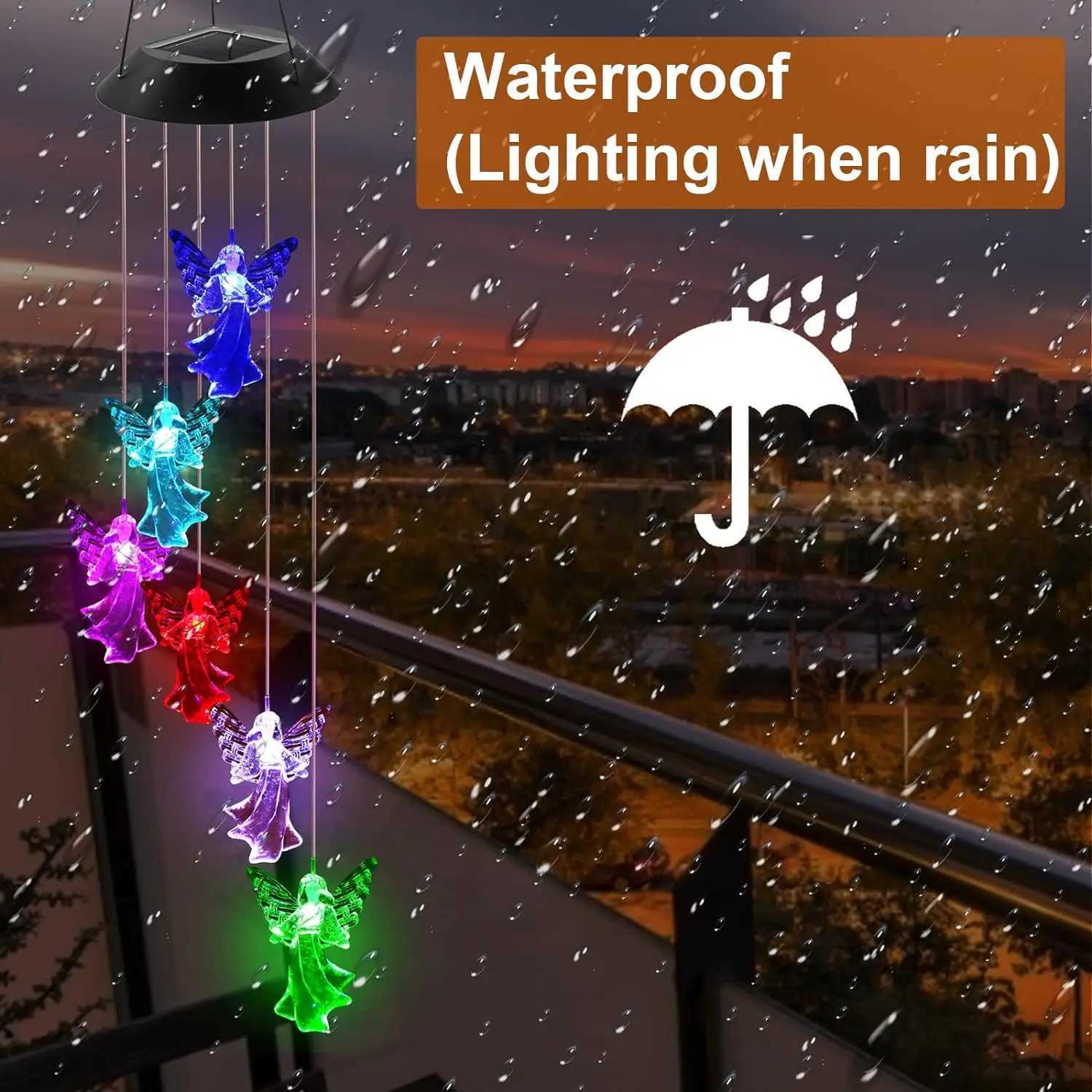 LED Solar Variable Light Waterproof Color Gradient Butterfly Angel Wind Chime Light for Courtyard Garden Lawn Porch Deck mom XJ250710