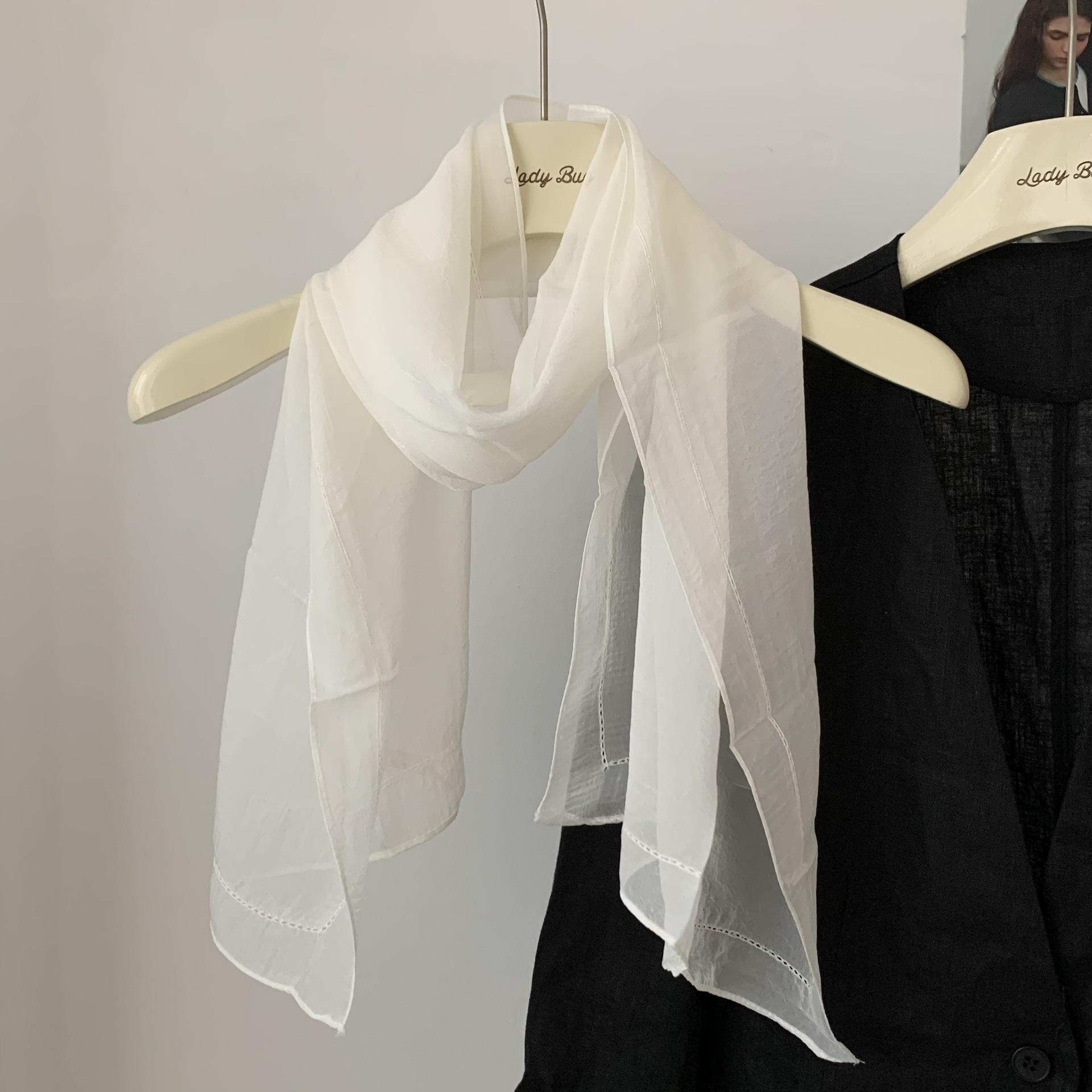 K1306 Summer sun protection shawl solid color thin chiffon scarf long Korean style female spring and summer temperament neck protection small silk sca