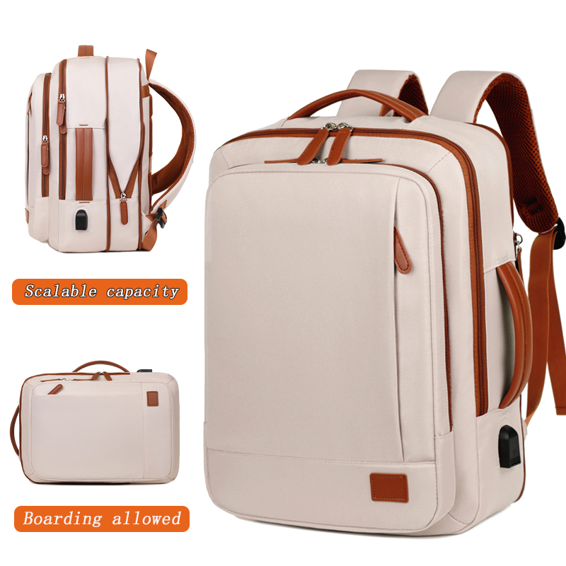 Expandable capacity backpack with shoulder strap, suitable for airport check-in, business travel computer bag