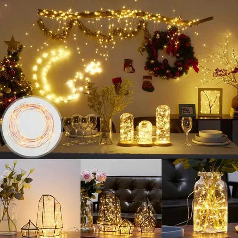 10M LED Fairy Silver Wire String Light Battery Box with Remote Control Wedding Garland Lamp Christmas Home Party DecorationXJ250710
