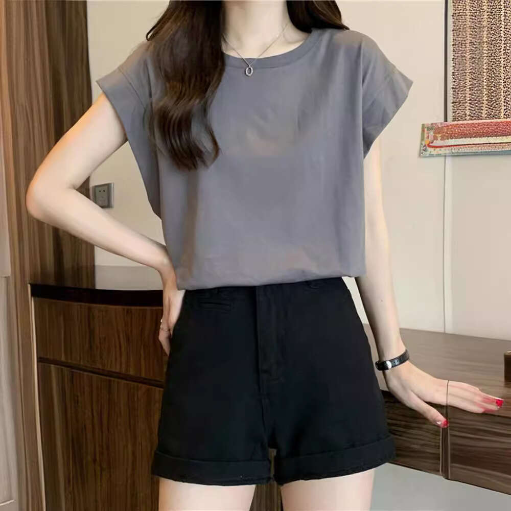 Design Sense Small Flutter T-Shirt Women's Summer New Loose Outerwear Base Shirt Short Sleeve Student Top Trendy B5