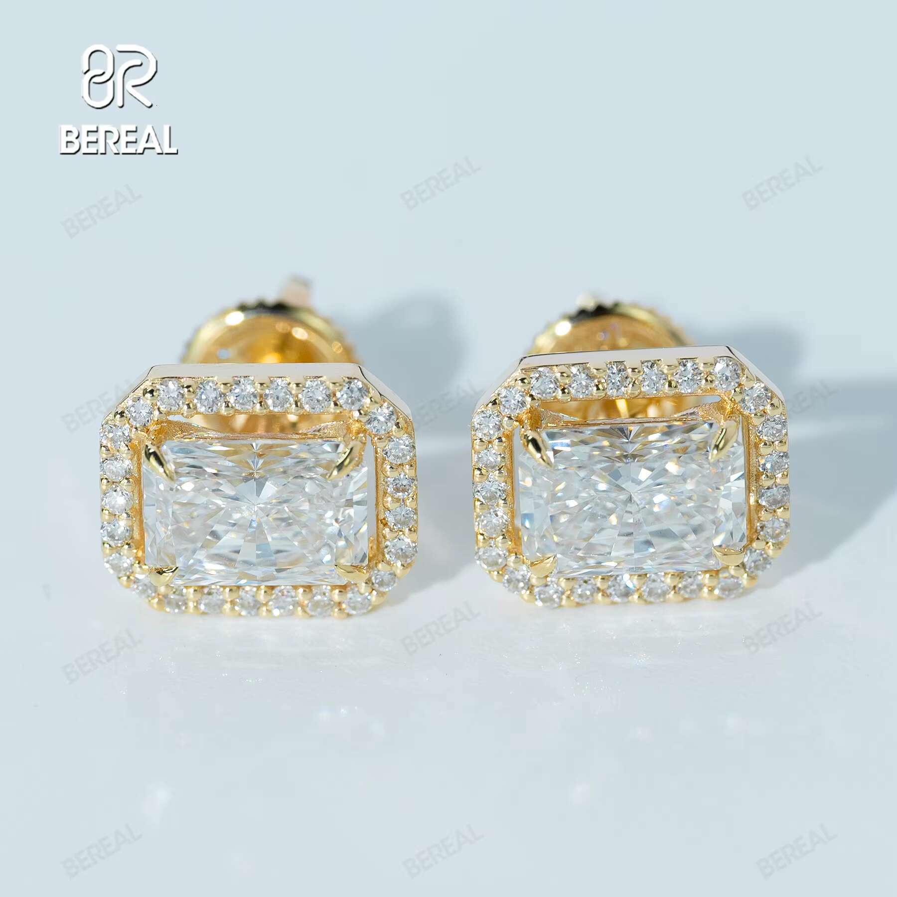 GIA Certified Custom Womens Jewelry Lab Created Diamond Halo Earring Radiant Cut VVS Flower Earrings