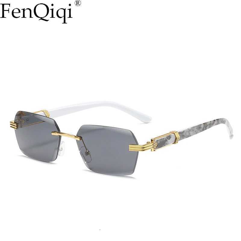 2025 New Square Rimless Sunglasses Fashion Beach Sunglasses Women Gradient Marbling Shades For Women Y250711 d