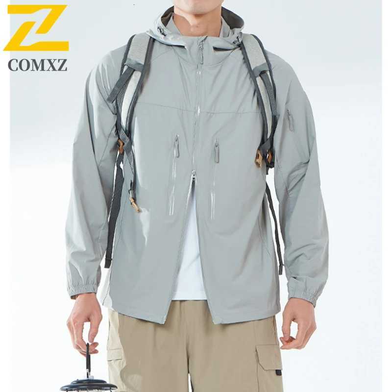 Summer Ice Silk Windbreaker Trendy Outdoor Mountaineering Travel Windproof Waterproof Hooded Jacket UV Slim Fit Versatile Coat W250711