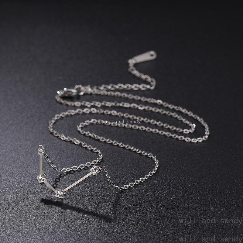 18k Gold Zodiac Sign Necklace Stainless Steel Cubic Zircon Diamond Astrology Personalized Horoscope Necklaces for Woman Fine Jewelry Gift