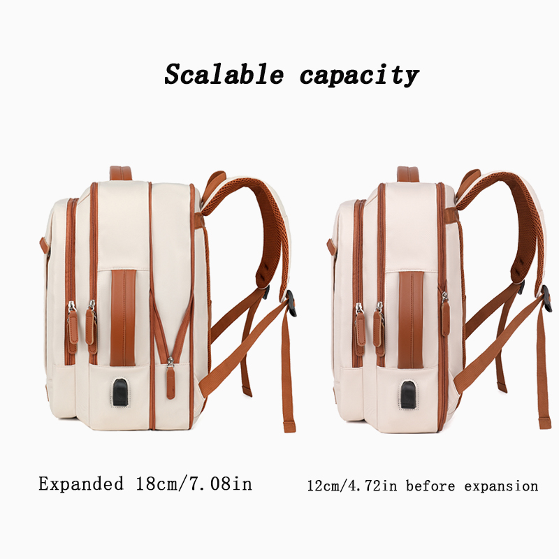Expandable capacity business backpack - supports check-in. Multi-functional travel computer backpack.