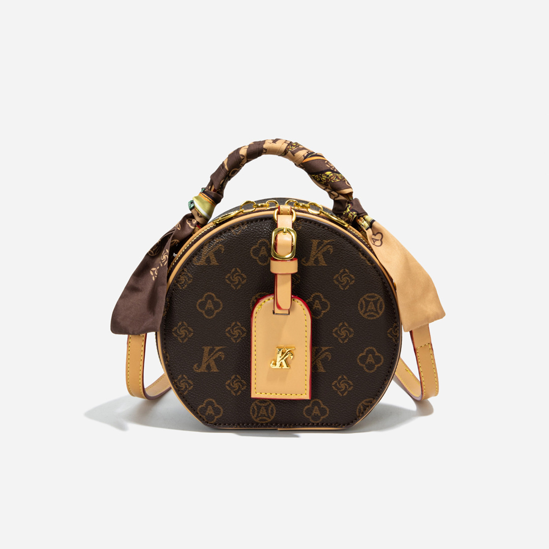 Designer bag free shipping fashion light luxury Fashionable small round bag versatile casual shoulder bag color blocked letters
