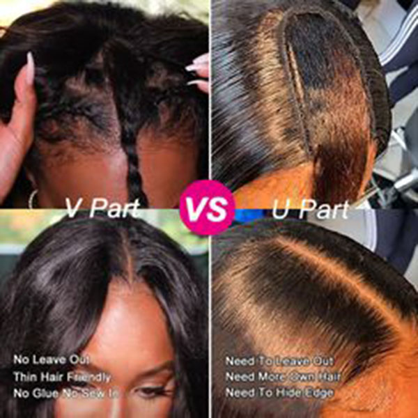 Megeen Water Wave V Wig Human Hair Synthetic Hair Brazilian 30 Inch Curly U Wigs For Women 150%Density Middle Part Remy Easy Install