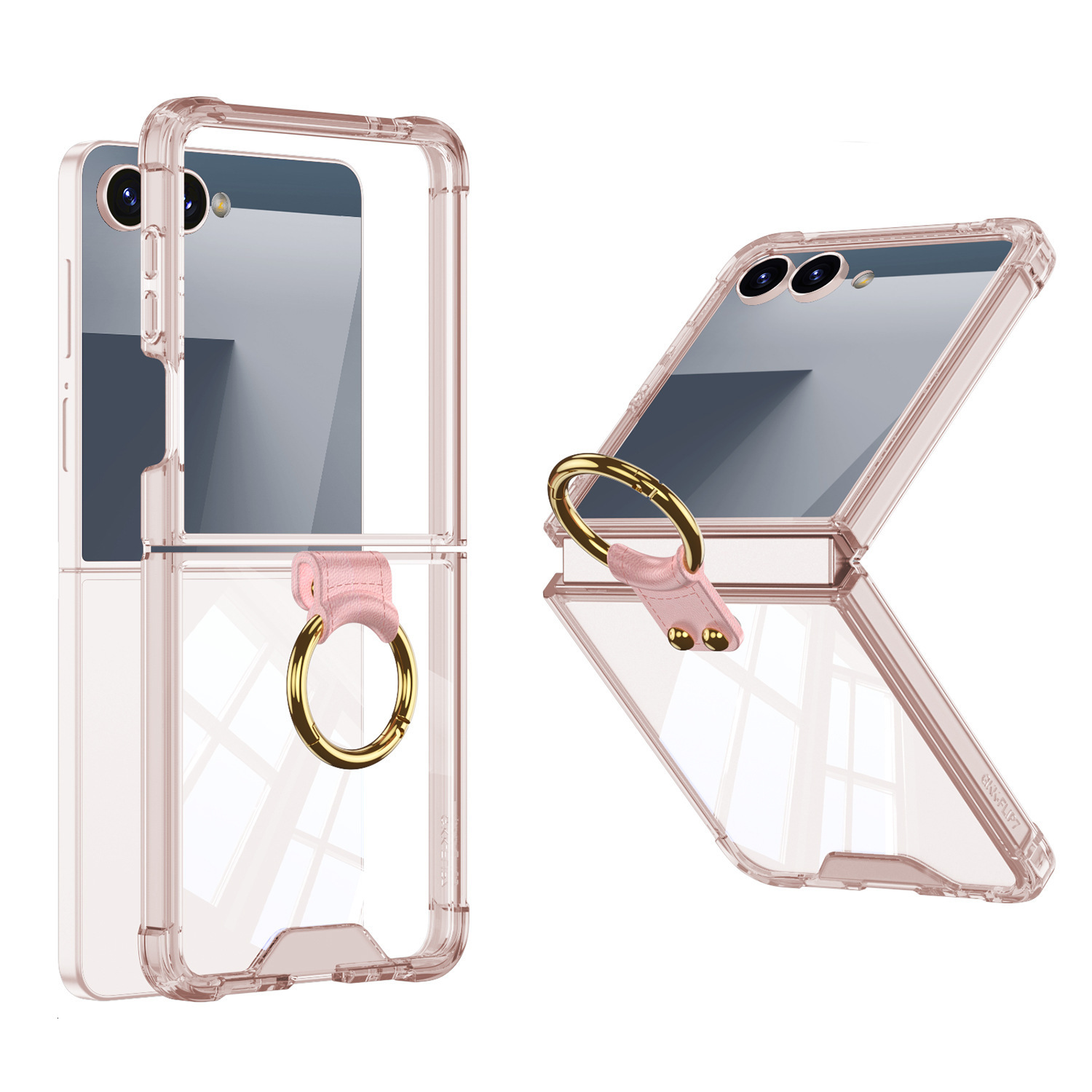 gkk Compatible with Z Flip 7 Case Transparent Airbag Ring Integrated Simple Trendy Foldable Full Coverage 250711