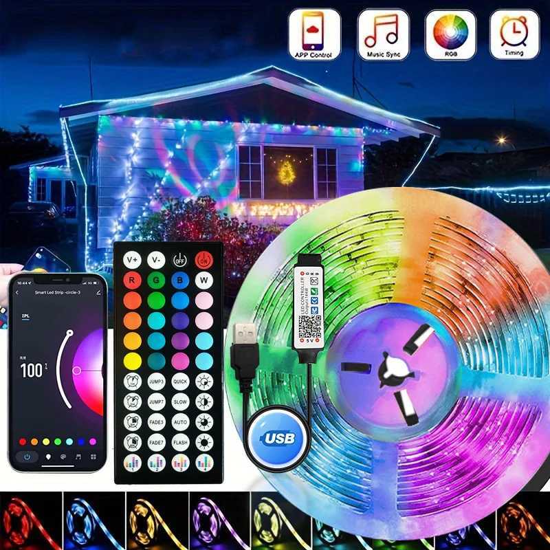 5V 5050 USB RGB LED Strip Light for Room TV Smart Bluetooth Backlight LED Tape 5M 15Meters Ice String LED Wall Room Decor XJ250710