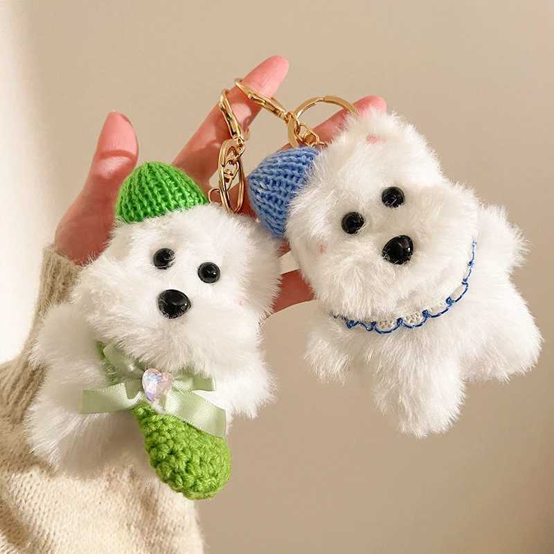 Creative Plush Pendant Soft Cute Puppy Keychain Cartoon Bag Hanging Decoration Car Key Holder Charm Keyring 1 piece 222