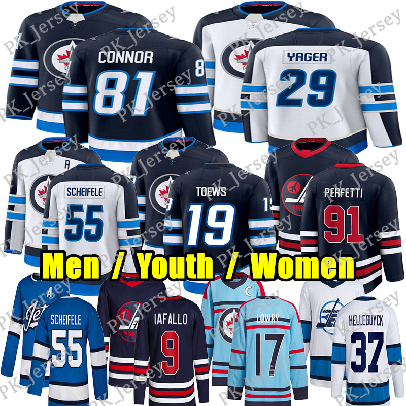 #55 Mark Scheifele winnipeg hockey jersey #19 Jonathan Toews Brayden Yager Adam Lowry Josh Morrissey Luke Schenn Nino Niederreiter Alex Iafallo Cole Perfetti jerseys