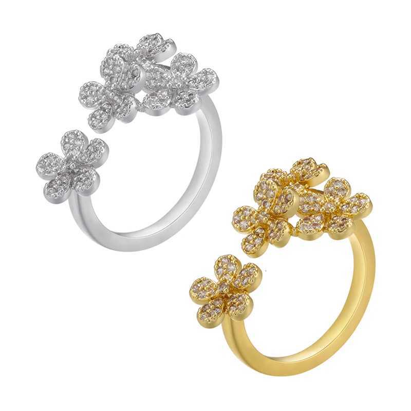 ZHUKOU romantic flower rings for women Cute delicate Women rings modern minimalist opening rings Christmas gift wholesale Y250711
