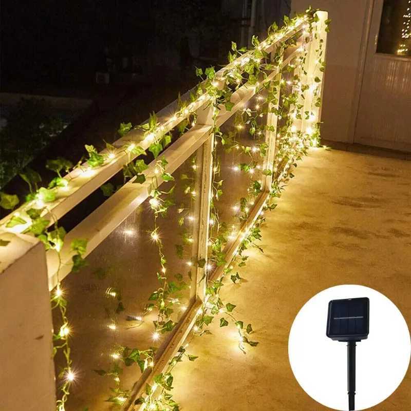 2/5/10M Solar Artificial Leaf Light String Outdoor Garden Light Wedding Party Decoration LED Fairy Lights Garland Decoration XJ250710