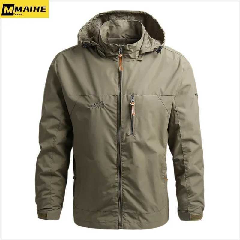 Gorpcore Jacket Mens Military Tactical Hunting Jacket Mens Autumn Casual Waterproof Windbreaker Mens Coat Pocket Work Clothes W250711