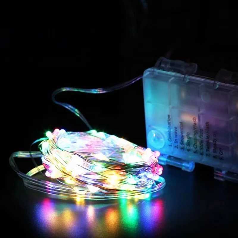 2/5/10M LED 8 Mode Fairy Light Remote Control Battery Box Copper Wire String Light Christmas Decoration Lights Party Home Decor XJ250710