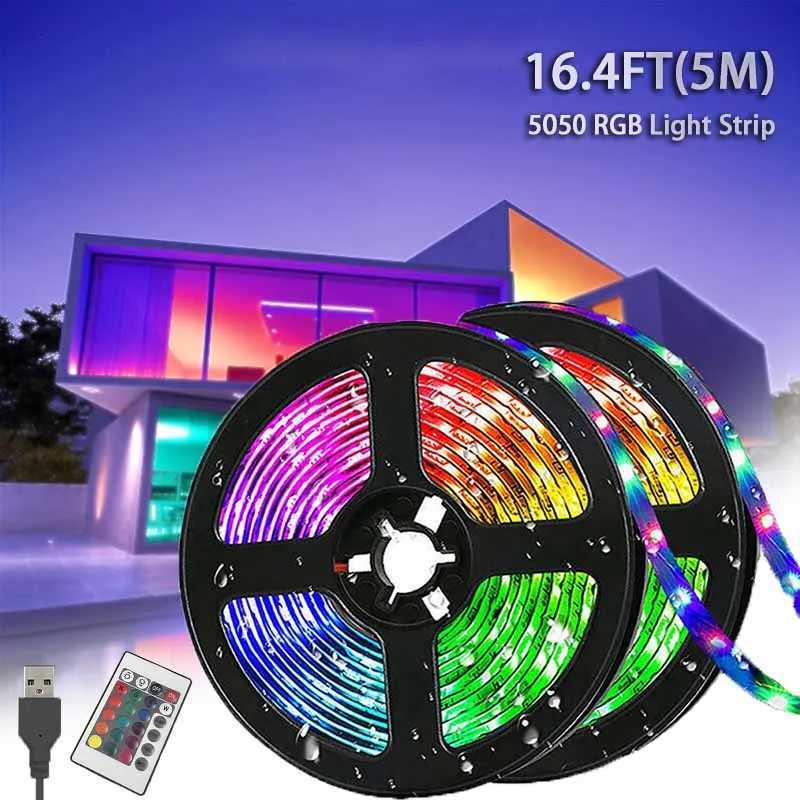 5M LED Light with USB Plug 24 Keys 5050 Multicolor RGB TV Background Light Bar for Game Room Family Party Decoration Night Light XJ250710