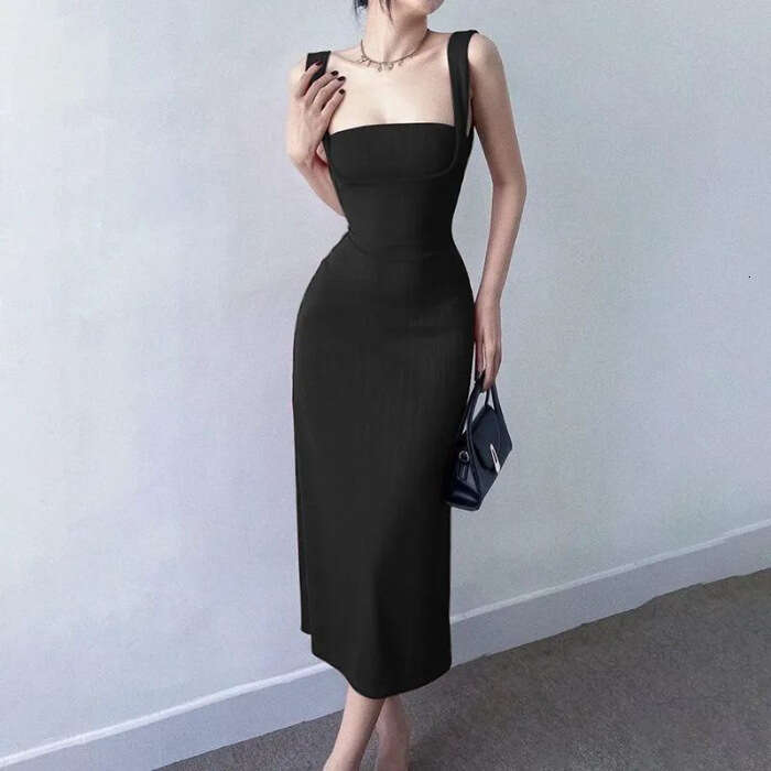 Summer New Hollow Out Bodycon For Women, High-End Mid-Length Slim Fit Strap Dress B5