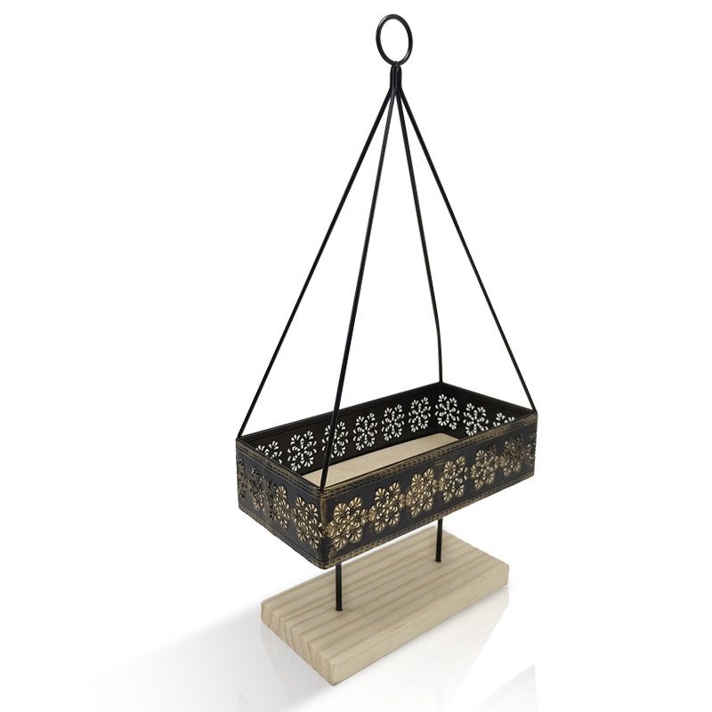 Multifunctional Industrial Hand-Held Tray - Solid Wood Board with Steel Frame for Home/Shop Decor