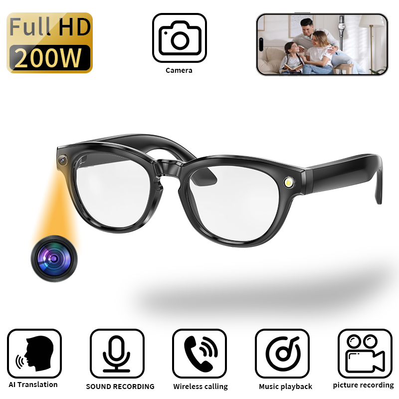 LIGE Sports smart glasses, neutral polarized Wireless sunglasses UV-resistant AI intelligent translation camera glasses for taking photos Call music c