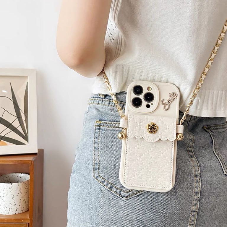 16 Quilted Small Fragrance Camellia Card Holder Compatible with iPhone 15 Pro Max Apple 13 Phone Case 11 Crossbody 14 250711