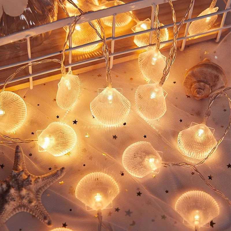 LED Seashells Light Garland Battery-operated Garland Christmas Ornament Wedding Party Christmas Tree New Years Decoration Fairy Light XJ250710