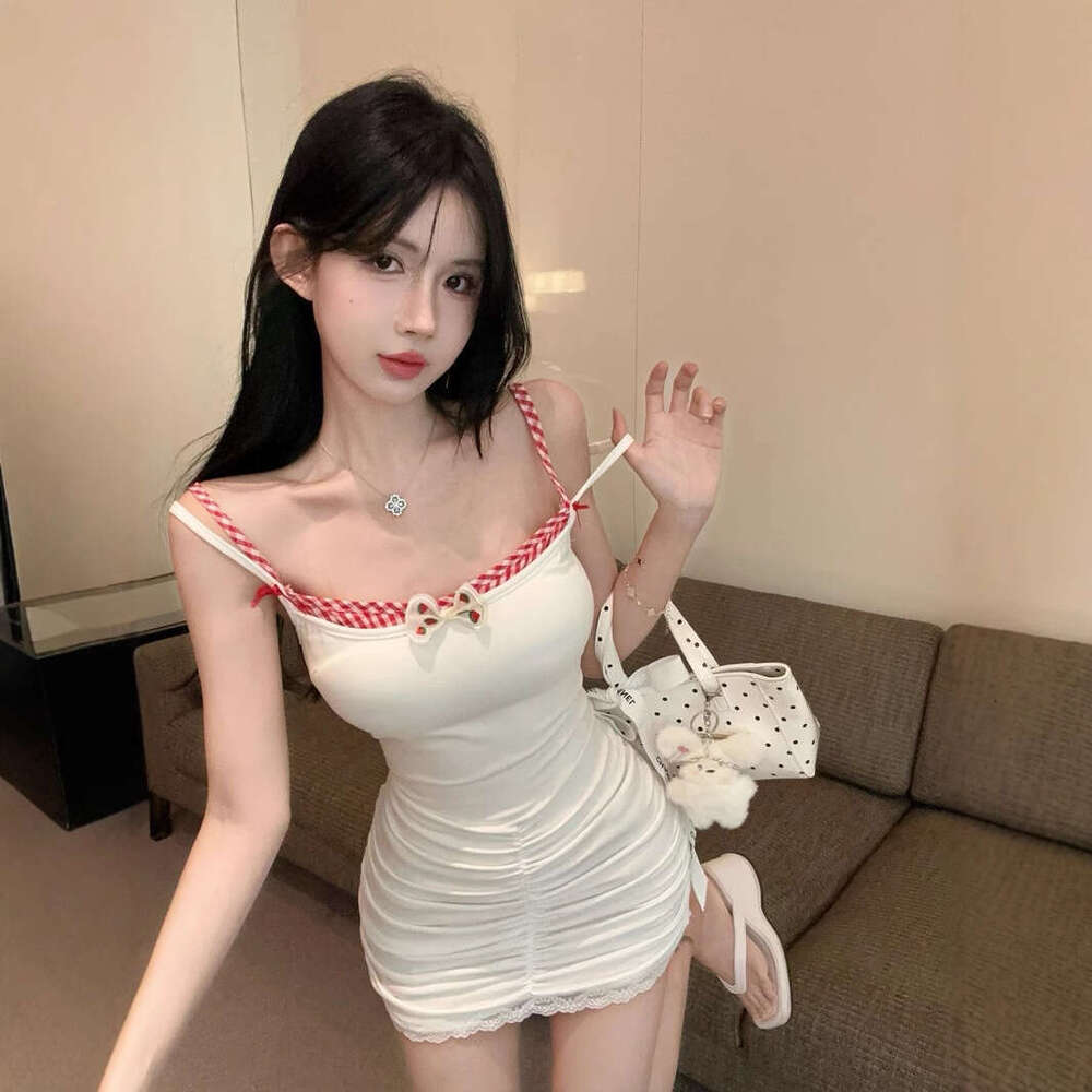 Petite Sweet And Spicy Fake Two-Piece Strap Pure Desire Sexy High Waist Slim Fit Backless Slimming Short Dress B5