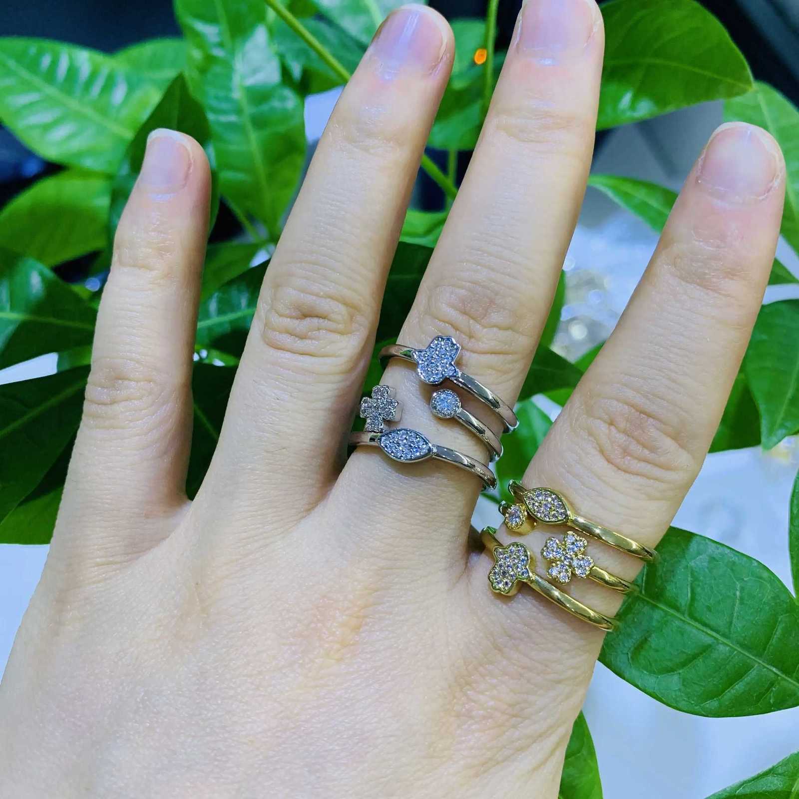 ZHUKOU romantic flower rings for women Cute delicate Women rings modern minimalist opening rings Christmas gift wholesale Y250711